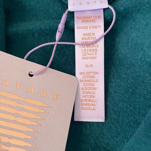 Savage X Fenty Forever Savage Showgirl Short Robe Hunter Green XL/1X NWT - Picture 6 of 7